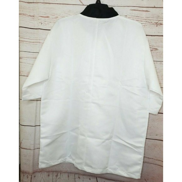 Medium White With Black Buttons & Neckline Chef Jacket Big Custom Impact Group - Picture 2 of 8